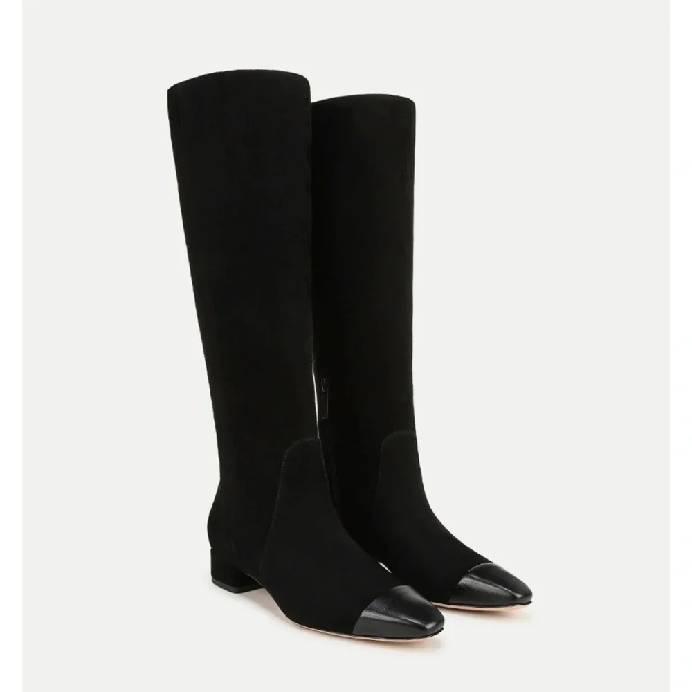 New Veronica Beard Cecile Suede Tall Boot Black Sz 9.5